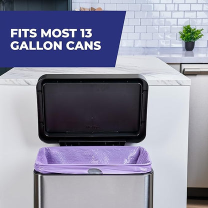 Hefty Ultra Strong 13 Gallon Trash Bags, Tall Kitchen Trash Bags 13 Gallon Size, Resist Leaks, Punctures, and Rips, Continuous Odor Control, Purple, Fabuloso Scent,(Pack of 220)