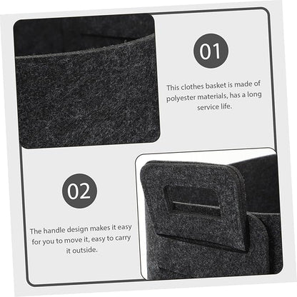 Zerodeko Foldable Felt Laundry Basket with Handles Dark Gray Clothes Hamper for Dirty Clothes Storage and Household Organizer Portable Closet Hamper for Sundries