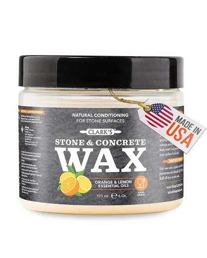 CLARK’S Stone and Concrete Wax - Soapstone Wax with Orange and Lemon Extracts - Helps Preserve and Protect Against Liquids - Revitalizes Stone Surfaces - Made with Carnauba and Beeswax
