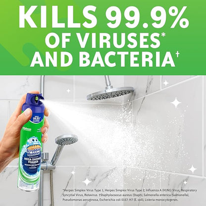 Scrubbing Bubbles Mega Shower Foamer and Disinfectant Aerosol, Rainshower, 20 oz,(Pack of 8)