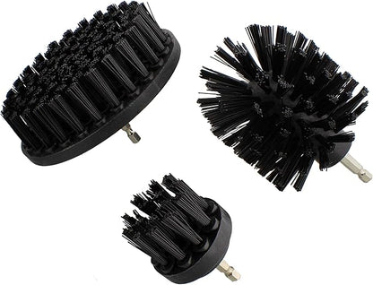 ABN Nylon Scrubber Drill Attachment Cleaning Brush 3pc Set Black Hard Bristles for 1/4in Power Drill, Tough Outdoor Jobs