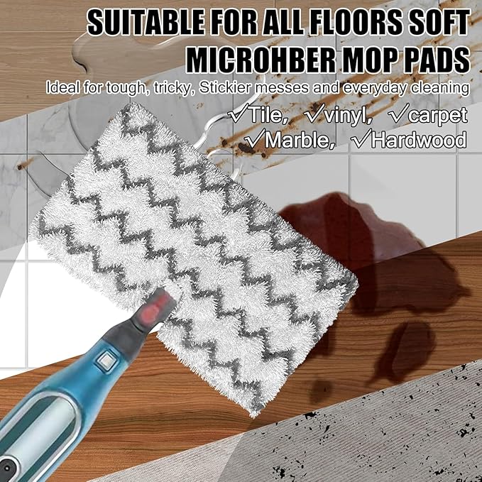Steam Mop Replacement Pads for Shark S3501 S3972BRN S3601 S3901 S3550 S3801 SE450 Microfiber Washable Double-Sided Pads for Hardwood Tile Floor,Compatible with Shark Steam Pocket Mop,6-Pack