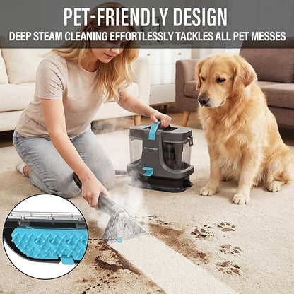 Starrybot Portable Carpet Cleaner Machine with Steam and Heating Techology,18Kpa Powerful Suction with Versatile Tools for Pets, Couch,Spot Cleaner for Stairs/Furniture/Rug(Gray)(AC0201)