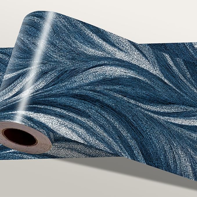Blue Abstract Wallpaper Border 196x4 Inch Peel and Stick Wall Border Modern Wave Pattern Removable Vinyl Wall Trim Bathroom Kitchen Living Room Bedroom Home Decor
