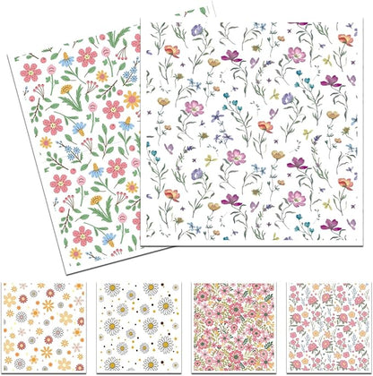 Floral Swedish Dish Cloths for Kitchen, 6 Pack Reusable Wildflowers Swedish Kitchen Dishcloths, Absorbent Sponge Cleaning Dish Cloths for Party Home Cleaning Quick Drying Washable Hand Towel