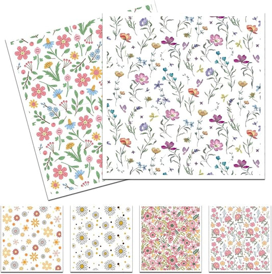 Floral Swedish Dish Cloths for Kitchen, 6 Pack Reusable Wildflowers Swedish Kitchen Dishcloths, Absorbent Sponge Cleaning Dish Cloths for Party Home Cleaning Quick Drying Washable Hand Towel