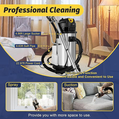 40L/11Gal Carpet Cleaner, 3In1 Pro Extractor Vacuum Cleaner, 1000W Professional Carpet Spraying Floor Brush Cleaners, Portable Carpets Cleaning Machine for Carpets and Upholstery