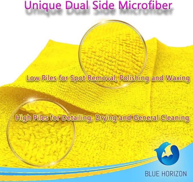 Yellow Microfiber Cleaning Towels, 36-Pack Dual-Sided Ultra Soft Plush Washcloth, Professional Grade Premium Microfiber Detailing Cleaning Cloths, Car, Household and Commercial (Yellow, 16" x 16")