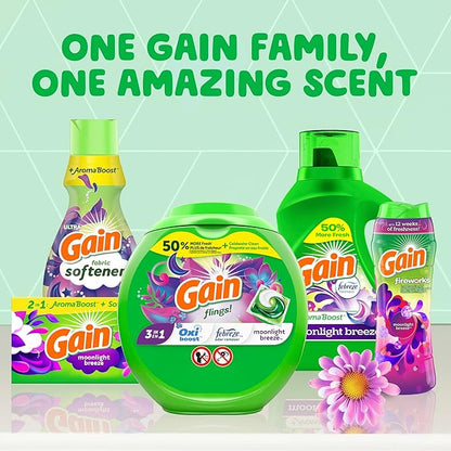 Gain + Aroma Boost Liquid Laundry Detergent, Moonlight Breeze Scent, 128 Loads, 184 fl oz, HE Compatible