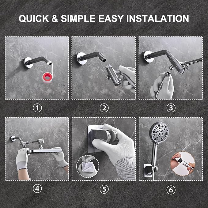 14‘’Large High Pressure Filtered Shower Head Combo-9 Spray Modes Handheld Showerhead with Filters,Dual Shower Heads ，70" Anti-Kink Hose ，11" Adjustable Extension Arm for couple Bathroom