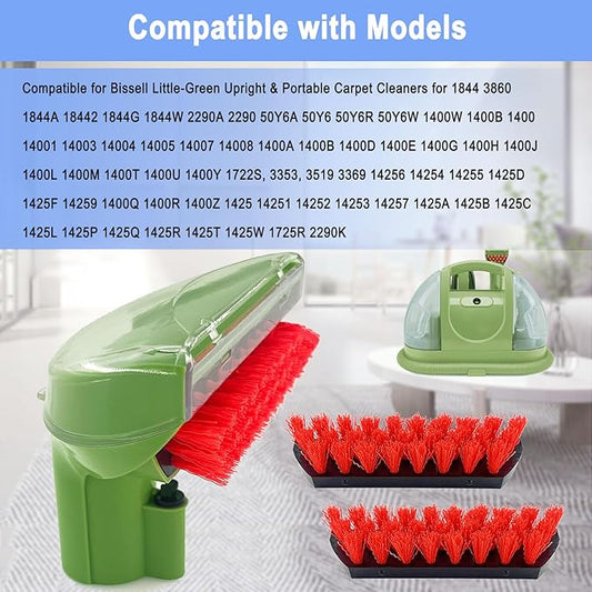Upgraded 1400B Little Green 5.3" Detachable Tough Stain Brush Tool Replacement for Bissell Little-Green Upright &Portable Carpet Cleaners for 1400B 4075 3860 1425 2458 3194 3353 Series,1+2 Brush,Green
