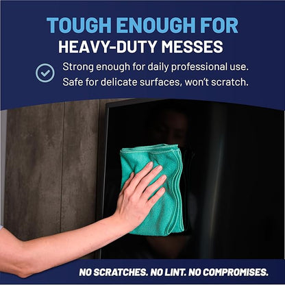 Microfiber Wholesale MW Pro 16x16 Microfiber Wash Cloths - Absorbent Kitchen Dish Rags & Counter Wipes - Heavy Duty Scrubbing Towels for Restaurants & Food Prep (Green, 12-Pack)