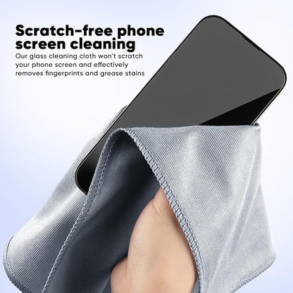 HOMEXCEL Microfiber Glass Cleaning Cloths 6 PK, Lint Free Streak Free, Reusable Microfiber Magic Cleaning Cloth for Cleaning Windows, Glasses, Mirrors, Screens, Stainless Steel, and More, Grey-14”×16”
