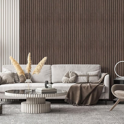 Yun-aeon Natural Wood Peel and Stick Wallpaper Wood Slats - 17.3"x 480" Dark Brown Self-Adhesive Waterproof Vinyl Removable Wall Paper for Wall Decor Bedroom