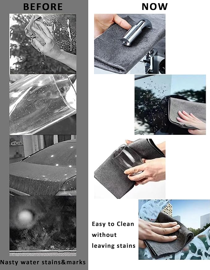 10 Packs Thickened Magic Cleaning Cloth, Microfiber Streak Free Miracle Cleaning Cloth,Reusable Glass Cleaning Rag,All-Purpose Microfiber Towels for Kitchens,Glass Cars,Window(20 * 30CM,Grey)
