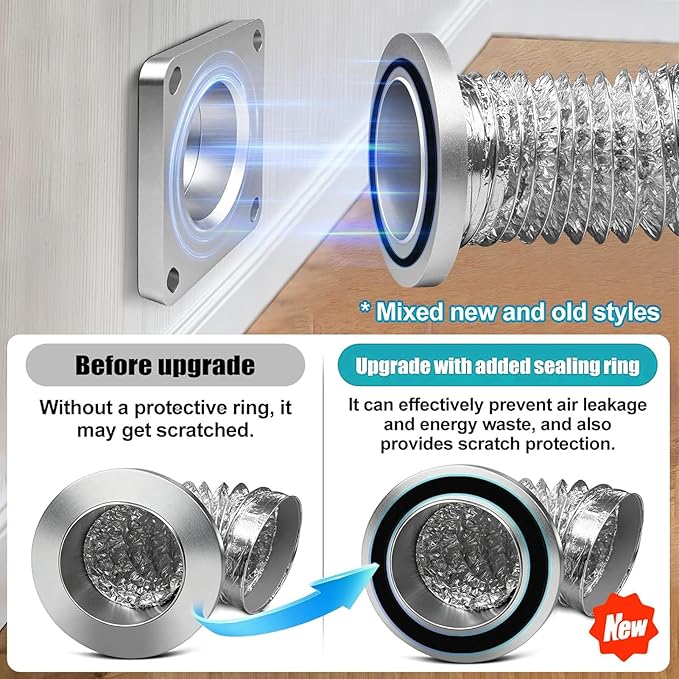 Dryer Vent Cleaner Kit, 4 Inch Magnetic Connector Aluminum Flexible Hose Dryer Vent Vacuum Attachment with Quick Connect Seal Dryers Lint Cleaner for Laundry Room Duct Use