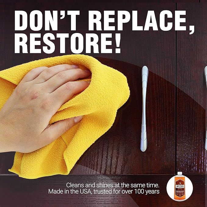 Milsek Furniture Polish and Wood Cleaner with Orange Oil - Multipurpose Cleaning Supplies for Home and Household from Hardwood Floors to Kitchen Cabinets- 12 Fl Oz (Pack of 6)