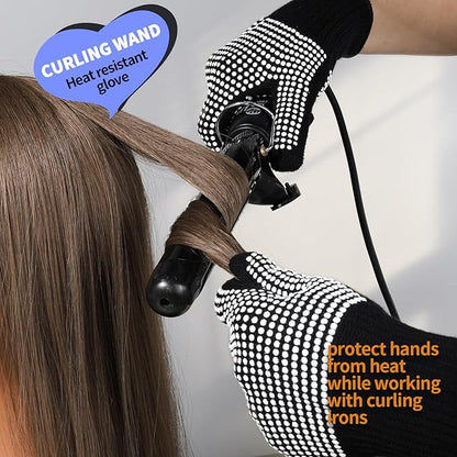 Teenitor 2 Pcs Heat Resistant Gloves With Silicone Bumps, Heat Resistant Gloves For Sublimation, Heat Protection For Hair Styling White