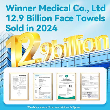 Winner Disposable Face Towel - 100% Cotton Facial Towels, Unscented Facial Wash Cloth for Sensitive Skin, Super Soft & Thick Facial Towels, Makeup Remover Dry Wipes, 480 Count
