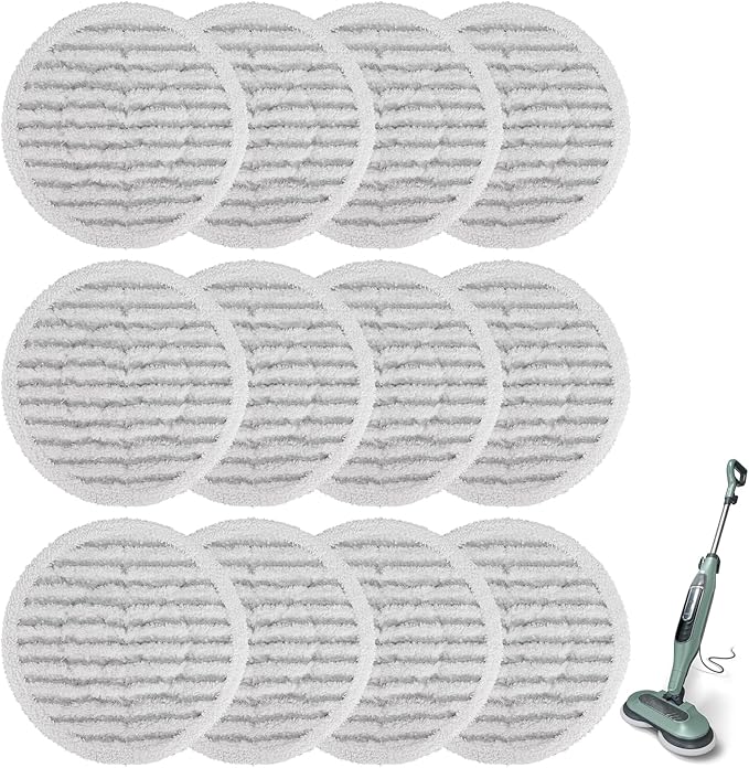 Pads for Shark Steam Scrub Mop: 12 Pack Spin Mop Refills Fit for Shark S7000 S7001 S7000C S7201 S7000AMZ S8201 S8001 S8000 Steam and Scrub Pads - Hard Floor Steam Mop Washable Pads S7001TGT