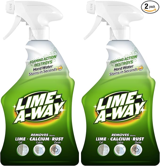 Lime-A-Way Hard Water Stain Remover Spray, Removes Lime, Calcium & Rust in Seconds, Bathroom Cleaner, 22 fl oz (2-count)