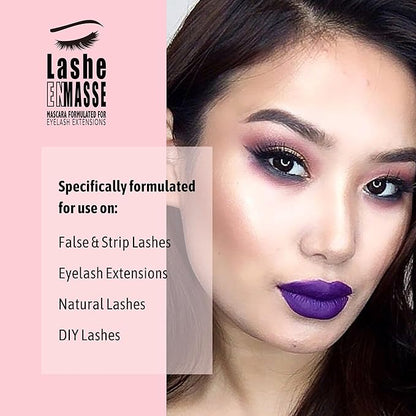 GladGirl Lashe EnMasse Mascara for Eyelash Extensions, Oil Free Mascara with Dual-Brush Wand, Made in the USA, Vegan and Hypoallergenic