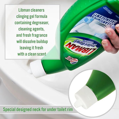 Tribello LIBMAN Toilet Brush and Holder Set with Toilet Bowl Cleaner - Bathroom Cleaner Set - Bathroom Cleaning Supplies - Includes: Bowl Brush, Fast Drying Caddy, 32 fl. oz. Stain Remover Soap
