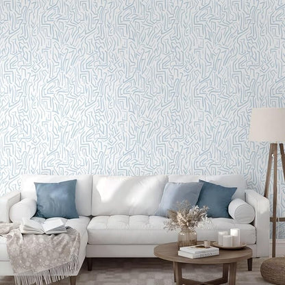 Ismoon 17.3"x 393"Blue and White Wall Paper Peel and Stick Modern Blue Striped Wallpaper Removable Self-Adhesive Neutral Wallpaper Contact Paper for Cabinets and Drawers Vinyl Roll