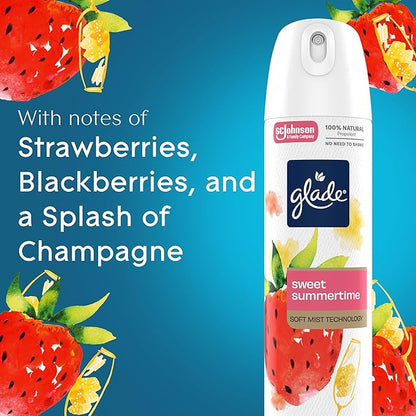 Glade Air Freshener Room Spray, Sweet Summertime Scent, Odor Fighting to Deliver Long Lasting Freshness, 7.3 Oz, 6 Count