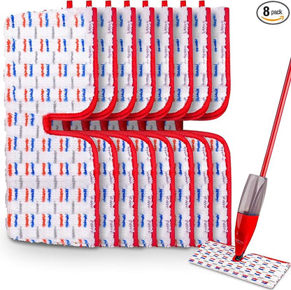 8 Pack Mop Refill Pads Compatible with O-Cedar ProMist MAX Spray Mop Reusable Pads Refills Microfiber Replacement Heads Dry Wet Use Double Sided Machine Washable for All Surface Floor Cleaning