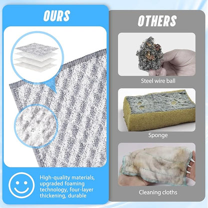 10 PCS Four-Layer Non-Scratch Multipurpose Steel Wire Dishcloths - Reusable Quick-Dry Odor-Free Scrub Cloths for Dishes, Kitchen Cleaning Cloths for Cookware, Sinks, Stove Tops(7.87X7.87)