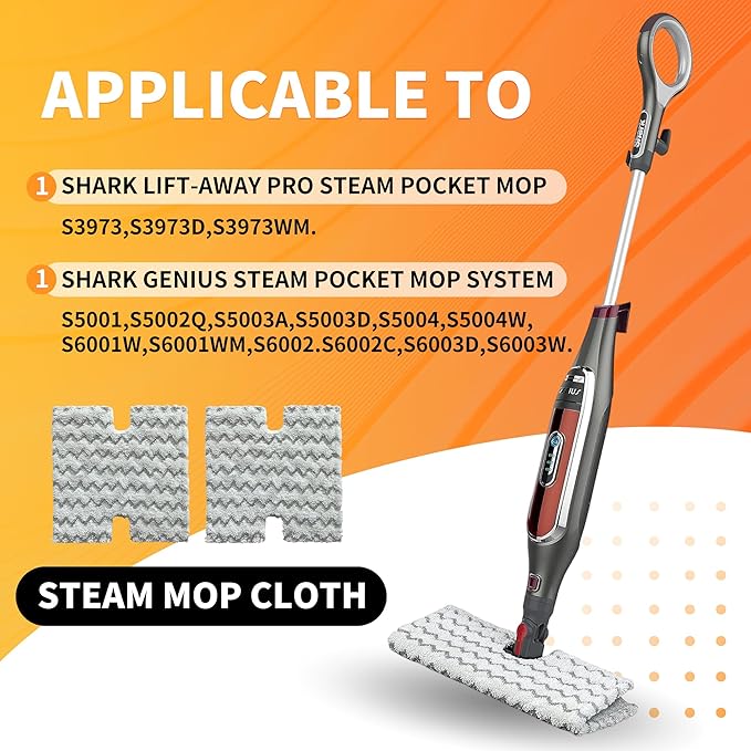 steam mop pad for Shark Lift-Away pro Genius steam mop Replacement Pads S3973, S3973D, S3973WM,3972 S5002Q, S6001W, S6002Contactless dust-Proof Grip Washable Replacement mop Pads（3pcs ）