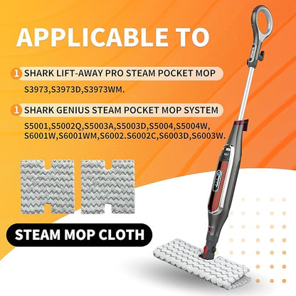 steam mop pad for Shark Lift-Away pro Genius steam mop Replacement Pads S3973, S3973D, S3973WM,3972 S5002Q, S6001W, S6002Contactless dust-Proof Grip Washable Replacement mop Pads（3pcs ）