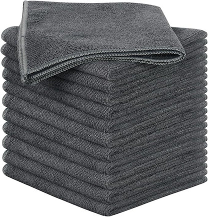 SINLAND Microfiber Cleaning Cloth Super Absorbent Kitchen Dish Cloths Quick Dry No Streak Dish Rags Glass Cloths 12inchx12inch 12 Pack Grey