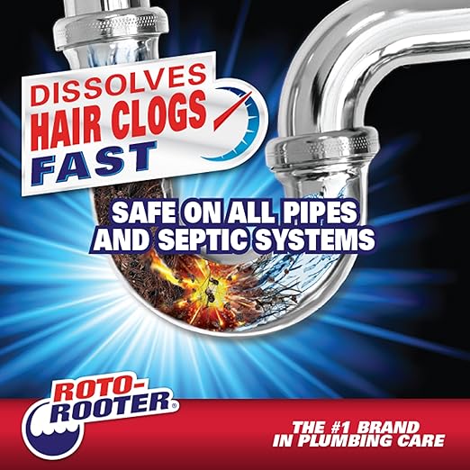 Roto-Rooter 351405 Hair Clog Remover Drain Cleaner, 64 oz