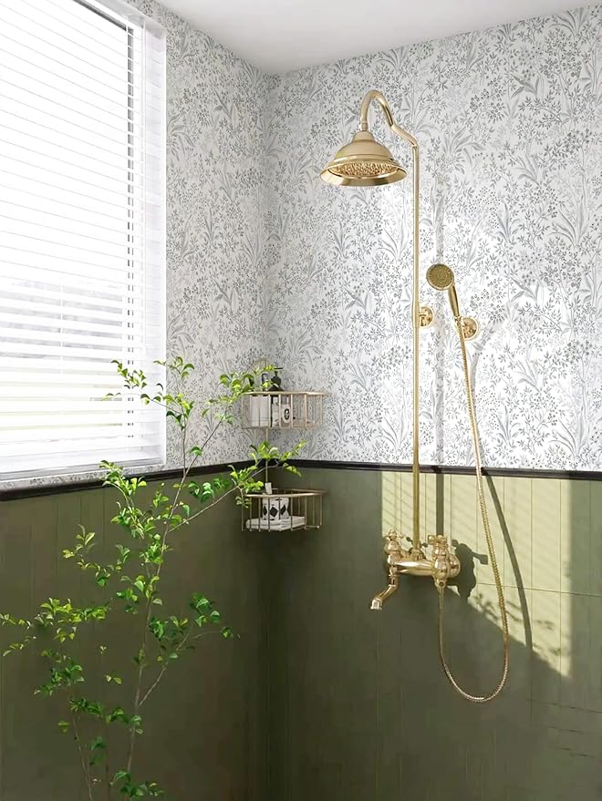 Heroad Grey Peel and Stick Wallpaper Boho Floral Contact Paper Leaf Wall Paper Removable Self Adhesive Wallpaper Stick on Walls for Cabinet Drawer Liner Waterproof Vinyl Roll 15.5''x236''