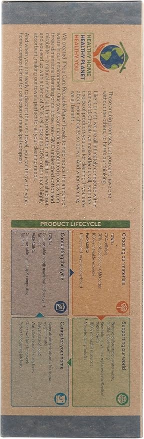 If You Care Reusable Paper Towels– 12 CT Sheets – 100% Natural, Compostable Cleaning Cloths for Kitchen, Bathroom, Home Countertop Surfaces – Extra Absorbent, Eco Friendly
