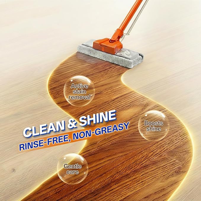 Floor Cleaner Liquid for Mopping, Household Deep Cleaning Solution for Wood,Hardwood,Tile,Laminate,Marble & Porcelain & Bathroom,Orange Scent,17.6 Fl Oz Each(2 Bottles+1 Cleaning Cloth)