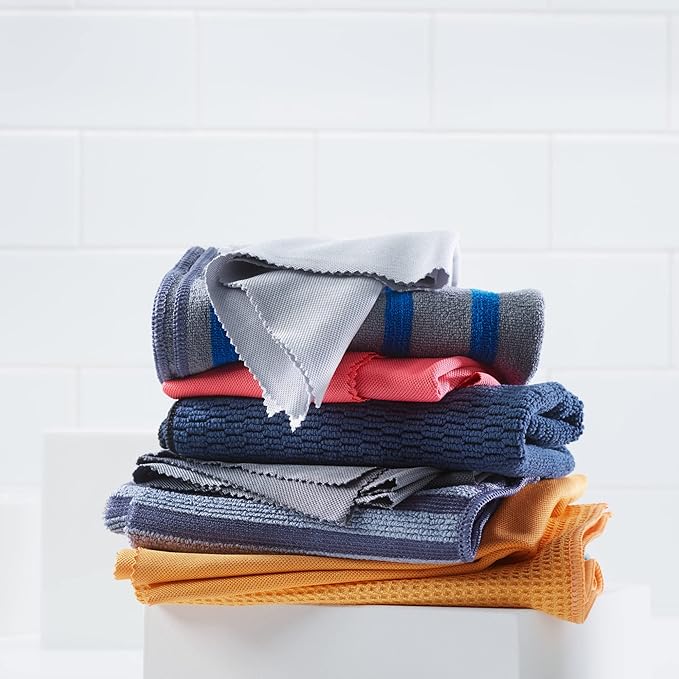 E-Cloth Range & Stovetop Cleaning Cloth, Reusable Premium Microfiber Cleaning Cloth, Ideal Oven & Glass Stove Top Cleaner, 100 Wash Guarantee, Blue & Gray, 2 Pack