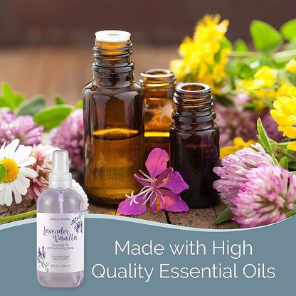 SMELLS BEGONE Essential Oil Air Freshener Spray - Odor Eliminator - 2 Pack - 8 Ounce (Lavender Vanilla)