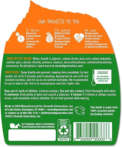 Seventh Generation Natural Laundry Stain Remover, Free & Clear, 16 oz Spray Bottle