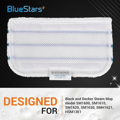 BlueStars [Upgraded] Steam Mop Pads Replacement Compatible with Black and Decker Steam Mop SM1600, SM1610, SM1620, HSMC1321, HSMC1321APB, HSMC1361SGP, BDH1855SM, BDH1760SM, SMP20 - Pack of 3