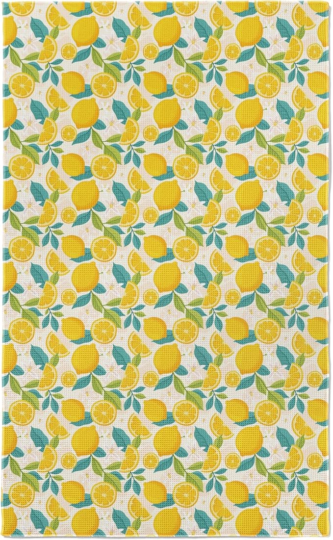 Waffle Microfiber Lemon Kitchen Towels - Quick Dry, Absorbent, Reusable Cleaning Dish Towels, Lightweight Tea Towels & Hand Towels, Sustainable Decorative Cloth Dish Towels,30x18 Inches