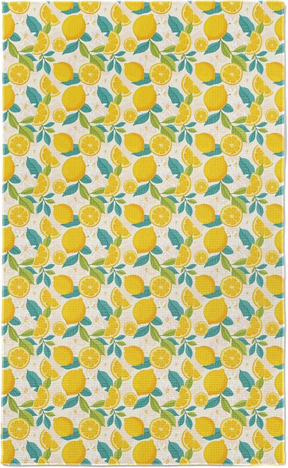 Waffle Microfiber Lemon Kitchen Towels - Quick Dry, Absorbent, Reusable Cleaning Dish Towels, Lightweight Tea Towels & Hand Towels, Sustainable Decorative Cloth Dish Towels,30x18 Inches