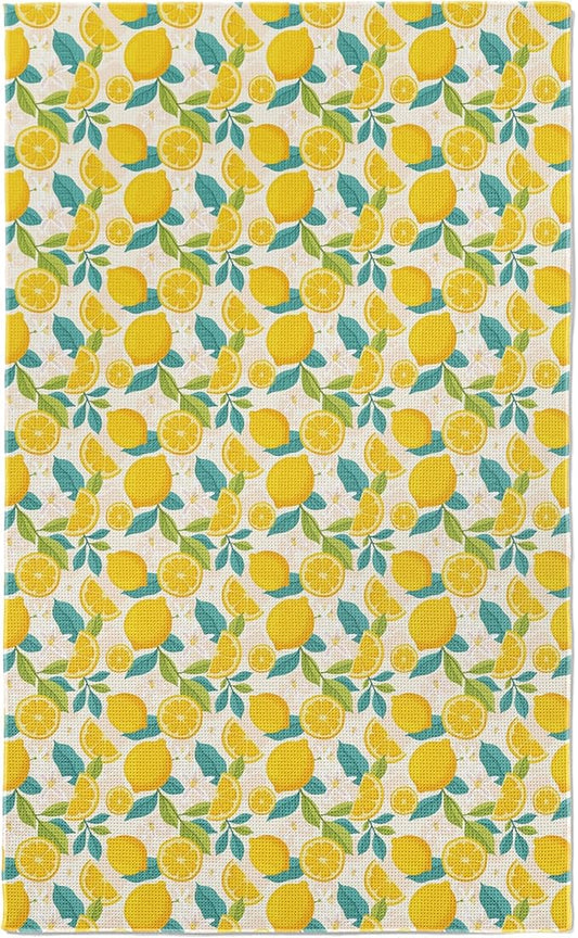 Waffle Microfiber Lemon Kitchen Towels - Quick Dry, Absorbent, Reusable Cleaning Dish Towels, Lightweight Tea Towels & Hand Towels, Sustainable Decorative Cloth Dish Towels,30x18 Inches