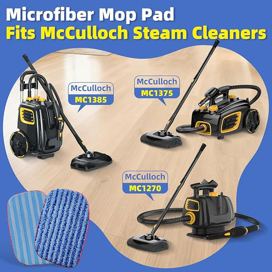 LOVECO 6 Pack Replacement Microfiber Mop Pad Compatible with Steam Cleaner McCulloch MC1385, MC1375, MC1270, Reusable & Machine Washable Steam Cleaner Accessories Model: A1375-100/A1375-101 (3+3)