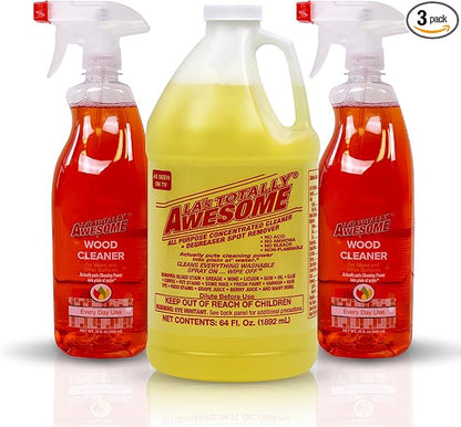 La's Totally Awesome All Purpose Cleaner 64 oz + Wood Cleaner Plant-Derived Spray 32oz (Pack of 2)