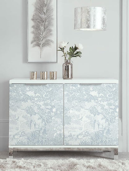 Heroad Peel and Stick Wallpaper Blue and White Vintage Forest Animals Floral Wallpaper Removable Self-Adhesive Contact Paper for Bedroom Living Room Cabinets Decoration Thicken Vinyl 17.3" x 393"