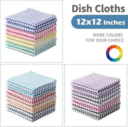 Oeleky 100% Cotton Kitchen Dish Cloths for Washing Dishes, 12x12 Inches Dish Rags, Absorbent Kitchen Cloths Pack of 8, Quick Drying Cleaning Cloths
