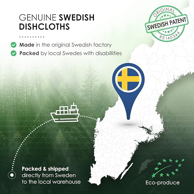 SUPERSCANDI 5 Pack Swedish Dishcloths for Kitchen - 100% Biodegradable & Compostable Reusable Paper Towels Washable, Food-Safe & Without Plastic - Dish Rags Suitable for Any Surface, Moon Black